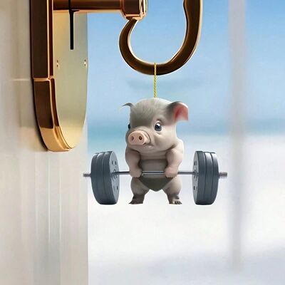 1-Piece Weightlifting Pig Pendant-Motivational Barbell Pigle