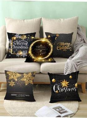 Peach skin velvet black gold Christmas pillow Sofa Pillow