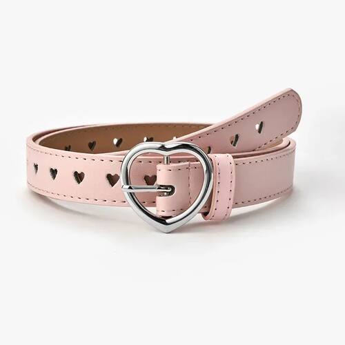 Children Faux Leather Belt Kids Cute Peach Heart Buckle Belt