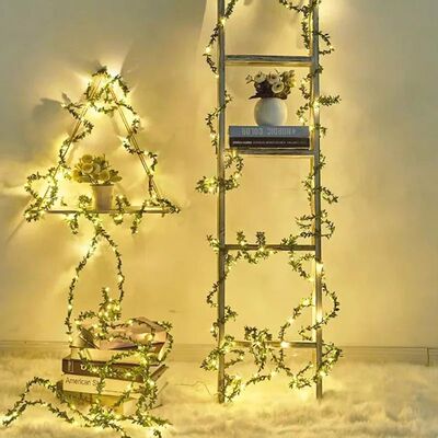 Artificial Green Leaf Led Fairy Lights Garland Christmas Tre