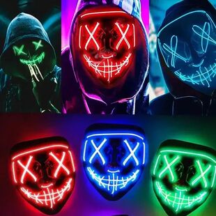 Cold Halloween Light Dance Mask LED Ghost Black Luminous