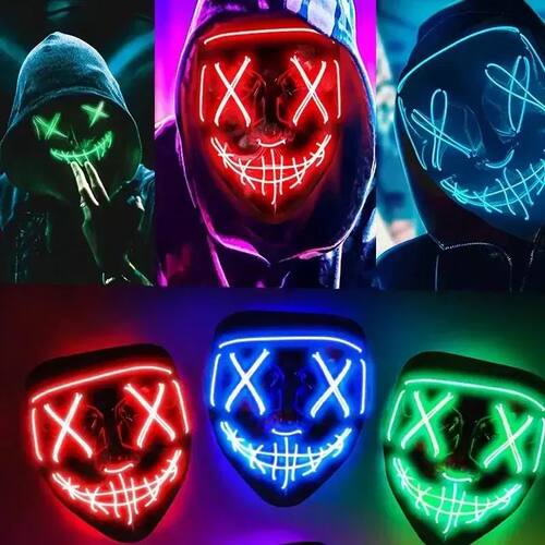 Cold Light Halloween Mask Ghost Dance LED Luminous Black V M