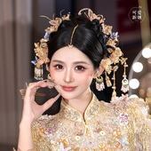 龙凤褂新娘中式 头饰甜美重工水凝香槟花朵发簪古典秀禾服减龄发饰