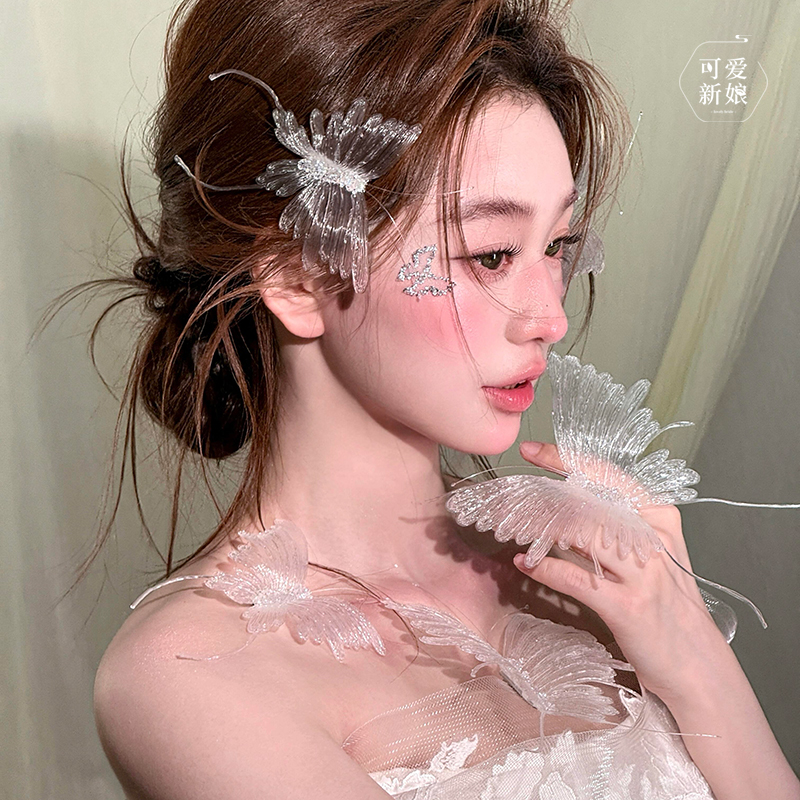 高级感水凝胶蝴蝶边夹