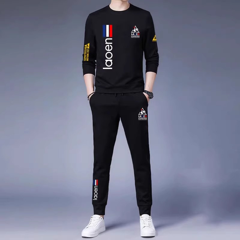 潮牌休闲套装男秋冬款运动两件套