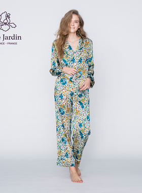 soie jardin3#印花系列冬青真丝印花奢华家居服两件睡衣