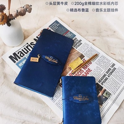 遵爵植鞣皮绑页手账本细纹200g