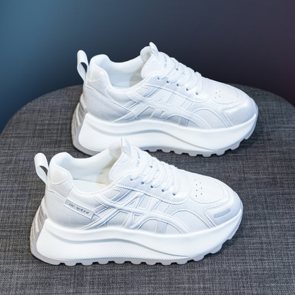 内增高7cm德训鞋女2025秋季新款休闲厚底阿甘鞋子爆款运动老爹鞋