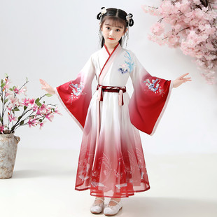 女童汉服春秋装原创中国风2026新款齐腰襦裙飘逸学生古装国学唐装