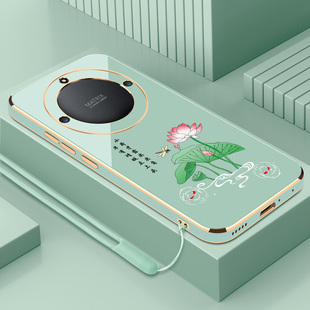 直边硅胶软壳小众镜头全包防摔男保护套 荣耀x40i情侣高级个性 适用电镀荷花锦鲤荣耀x40手机壳x40gt竞速版 新款