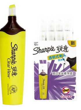 美国锐意Sharpie荧光笔标记笔学生用淡彩色糖果色划重点绿色橙色荧光笔记号笔办公会议记号笔学生文具用品