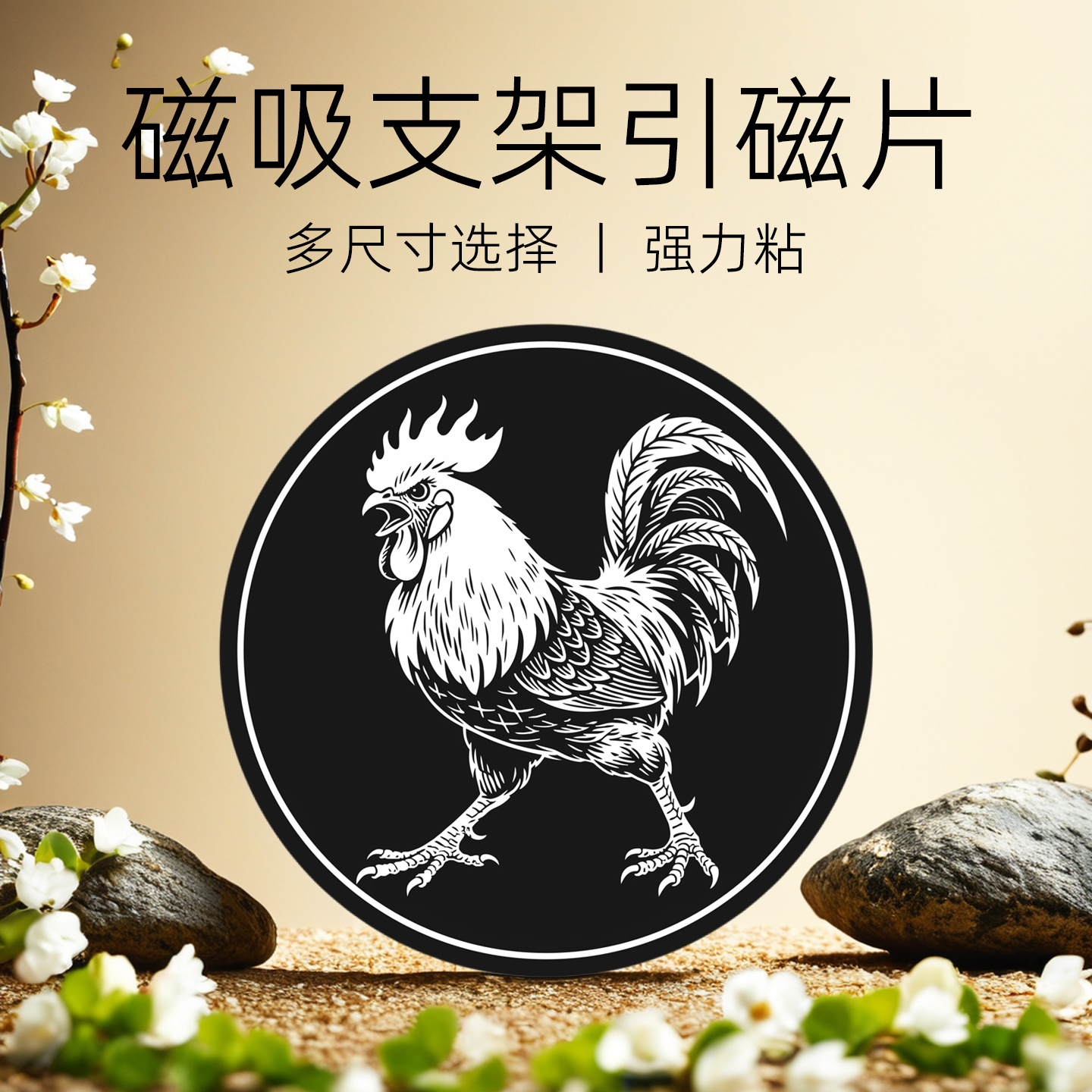 磁吸车载支架引磁片手机壳强力粘贴式鸡圆形多尺寸6cm厘米导航支架吸盘吸附小铁片带胶金属贴片超薄吸磁背贴