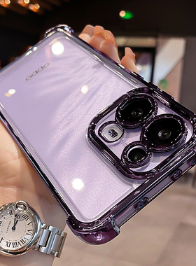 镜头全包防摔适用opporeno14手机壳opporeno13新款透明高级感reno12pro真气囊11简约56789硅胶0pp0小众外壳10