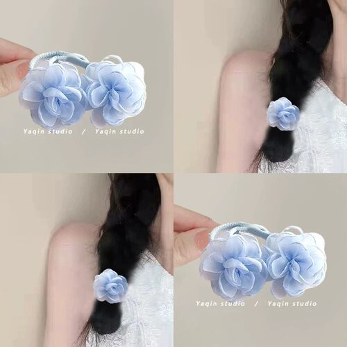 网纱玫瑰花朵发圈女皮筋头绳头饰