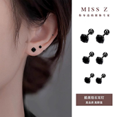 黑色水钻养耳洞耳钉睡觉免摘螺旋拧扣耳骨钉2026新款 耳环耳饰男女