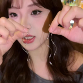 波浪耳线流苏长款 显脸小简约耳钉女高级感耳环小众设计感气质耳饰