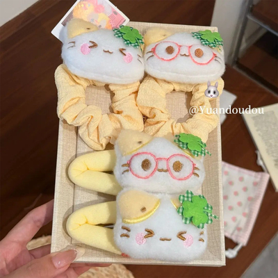 幸运四叶草毛绒小猫泡泡发夹头饰