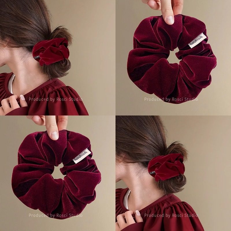 新年红色丝绒大肠发圈女冬季新款头绳扎头发皮筋丸子头高马尾发绳