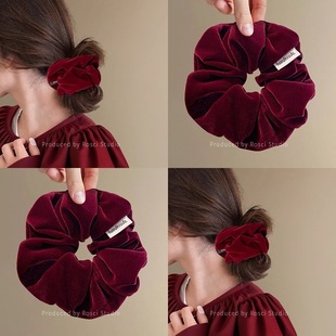 新年红色丝绒大肠发圈女冬季新款头绳扎头发皮筋丸子头高马尾发绳