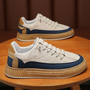 透气帆布鞋 新款 子男潮流百搭小白鞋 厚底运动鞋 男 夏季 休闲板鞋 男鞋