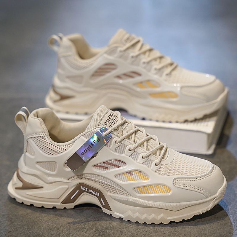 夏季男鞋新款透气网面男士运动鞋子男潮流百搭厚底休闲跑步老爹鞋