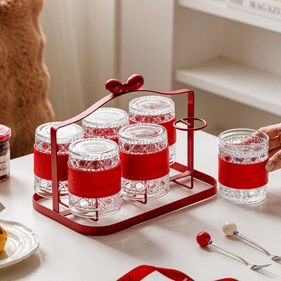 喜庆水杯家用套装玻璃杯子喝水杯客厅乔迁送礼结婚用茶具杯具茶杯