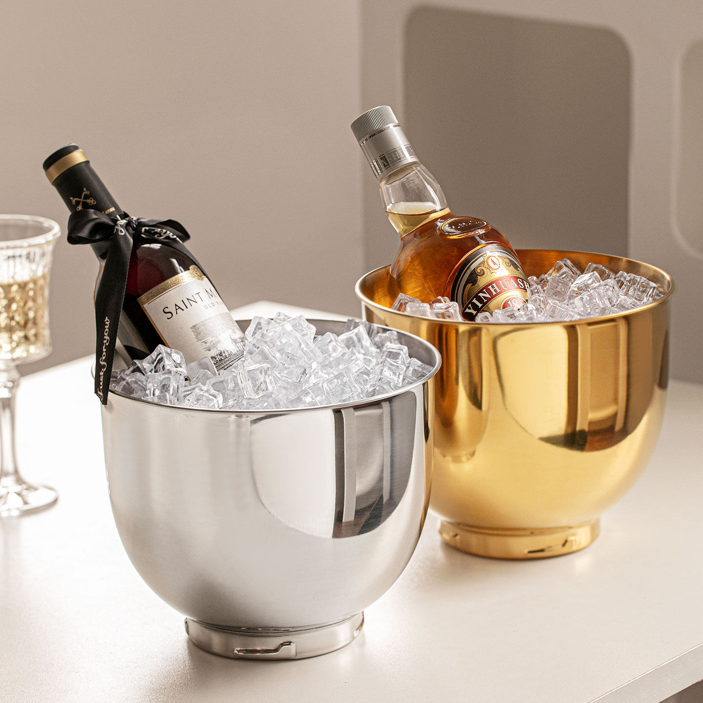 美欧个性不锈钢冰桶家用酒具高颜值葡萄酒香槟啤酒红酒冰镇冰块桶