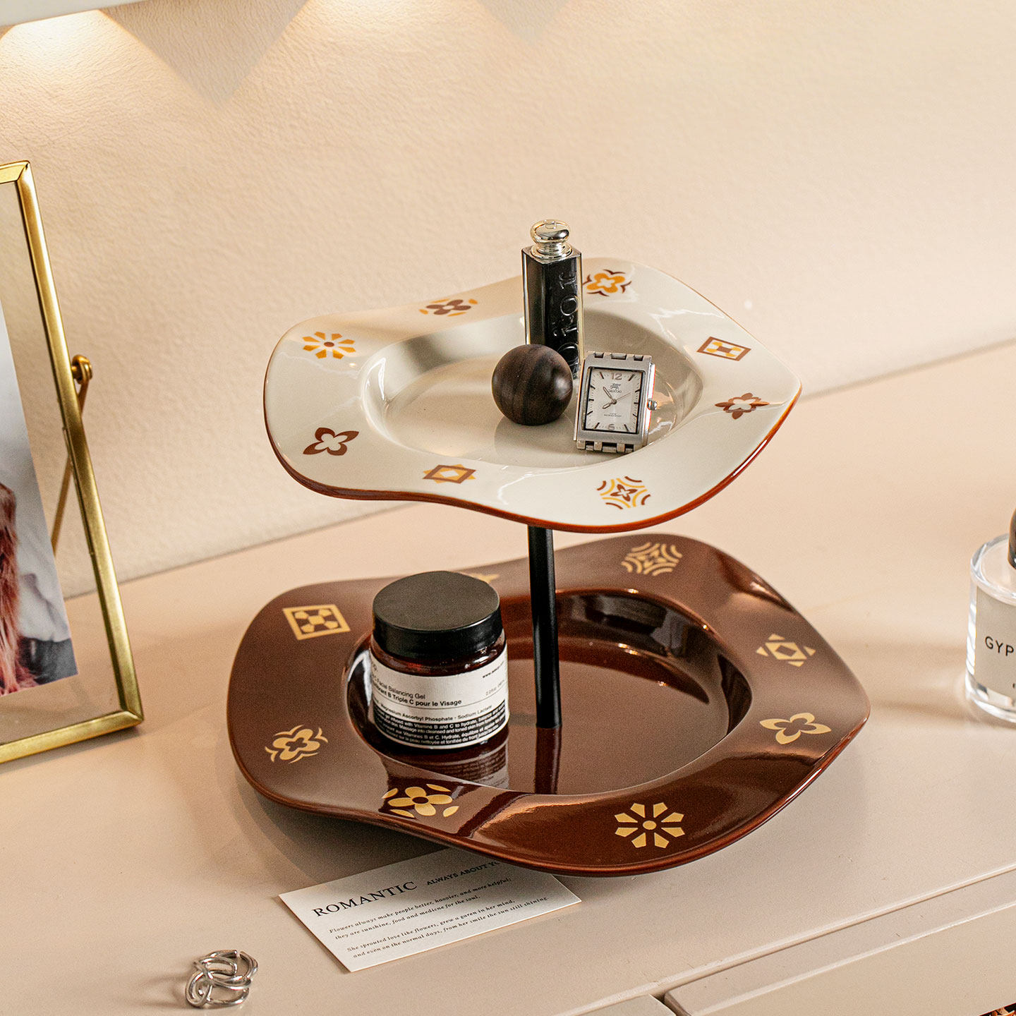 衣帽间饰品收纳陶瓷双层收纳盘家居装饰摆件桌面整理架首饰新居,家居饰品,装饰摆件,淘宝优惠券,粉丝福利购,淘宝优惠卷