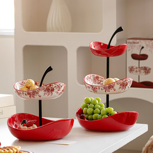新款 饰 陶瓷多层干果盘乔迁新居搬家入宅开业新年糖果零食水果盘装