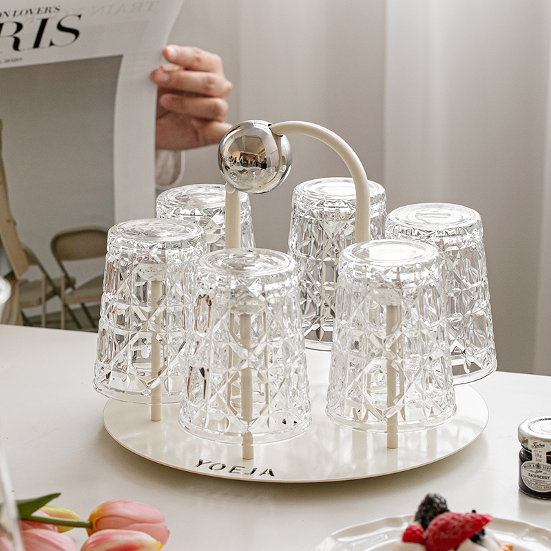 ins水杯套装倒挂架旋转收纳架