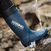 雨鞋 加绒成人水靴长筒胶鞋 防水防滑套鞋 高筒雨靴男女同款 赶海水鞋