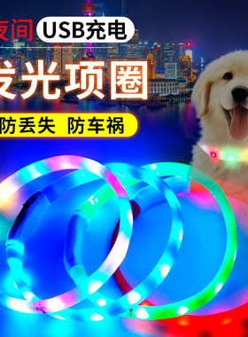 狗狗发光项圈大型犬脖圈夜光遛狗灯防走失小型犬泰迪宠物颈圈吊坠