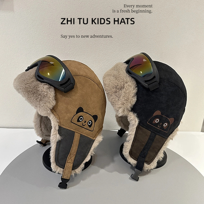 中大童飞行员儿童帽子秋冬骑车防风护耳雷锋帽男童女孩防寒保暖帽
