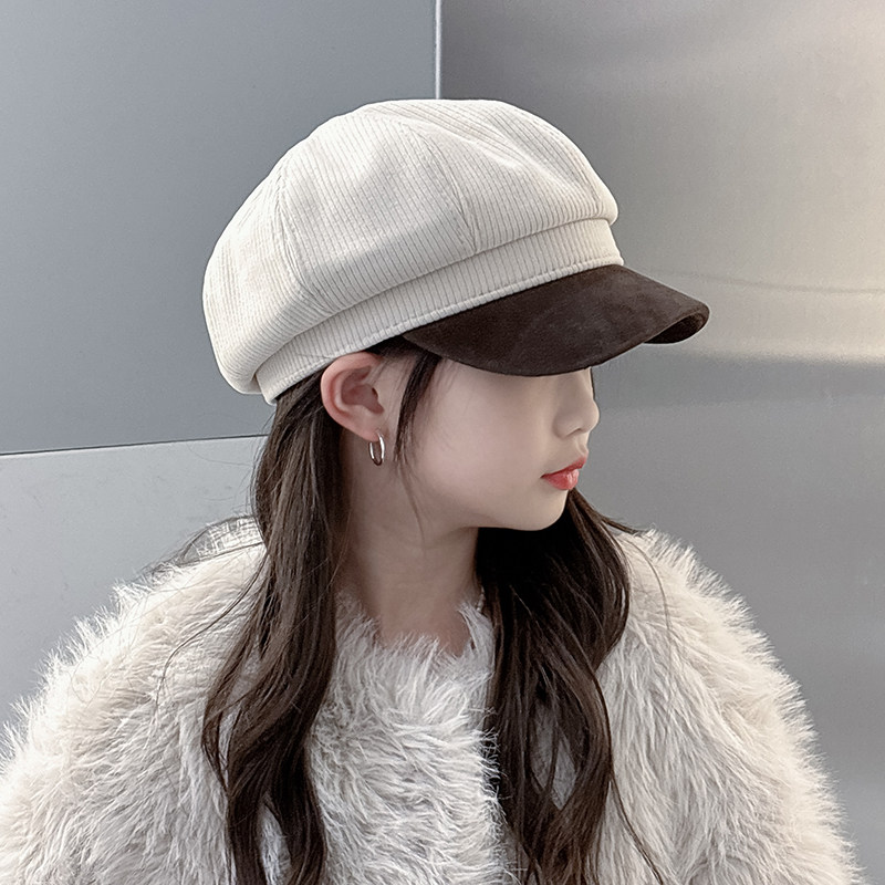 秋冬季儿童八角帽时髦洋气百搭男女童画家帽复古英伦鸭舌贝雷帽子