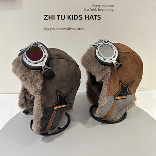 儿童帽子冬季女童加绒加厚雷锋帽女童保暖防风防寒护耳冬天飞行帽