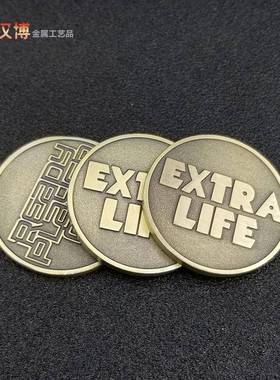厂家直销定做金属拉丝仿古游戏币 道具游戏币铁质币定制