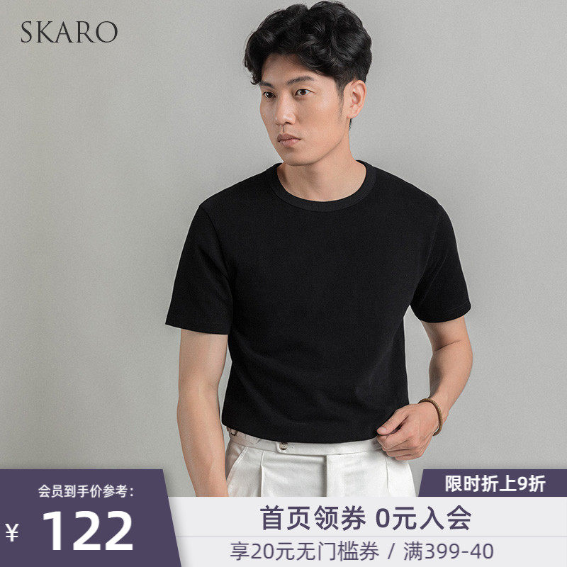 ThomWills男装SKARO黑色圆领短袖T恤 合身剪裁 280g重磅精梳棉|ruв категории Мужская одежда, футболка - от Buy2taobao.com для оказания профессиональной услуги покупки агента Taobao