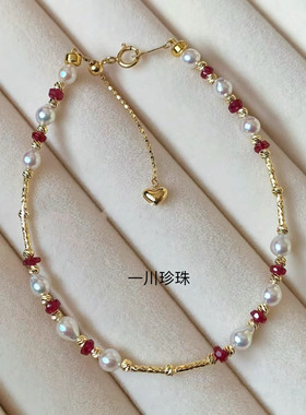 Akoya海水珍珠18K金项链ins风