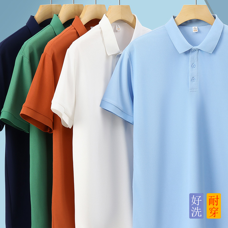 纯色翻领女T恤短袖带领子有半袖工作服polo衫运动休闲半袖印logo