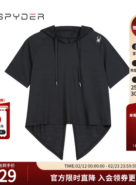 SPYDER蜘蛛春夏女TRAINING宽松舒适休闲运动短袖连帽T恤24CS440W