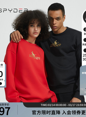SPYDER蜘蛛秋冬男女款SKI LIFE新年休闲印花情侣圆领卫衣22CF311U