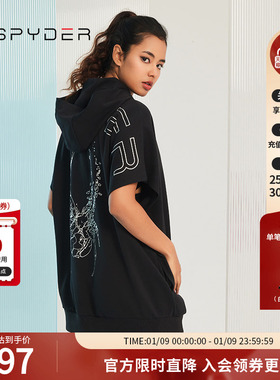 SPYDER蜘蛛女子连帽宽松大logo印花356 STYLE卫衣裙23CS314W