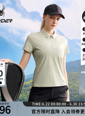 SPYDER蜘蛛春夏女TRAINING凉感锦氨双经平面料短袖POLO衫25MS462W