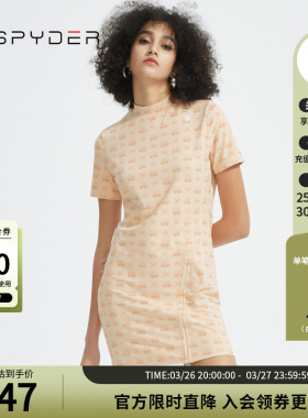 SPYDER蜘蛛女子356 STYLE修身印花显瘦圆领T恤裙连衣裙22CS414W