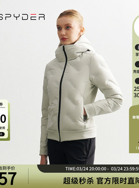 SPYDER蜘蛛秋冬女MOUNTAIN LIFE修身保暖短款连帽羽绒服24CF212W