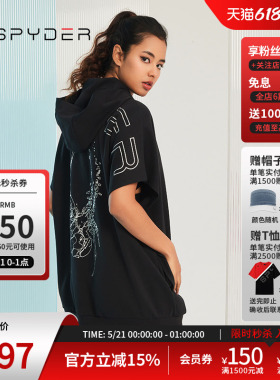 SPYDER蜘蛛女子连帽宽松大logo印花356 STYLE卫衣裙23CS314W