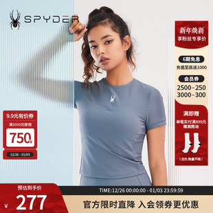 SPYDER蜘蛛春夏女子TRAINING弹性圆领可拆卸胸垫短袖 T恤23CS414W