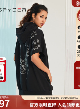 SPYDER蜘蛛女子连帽宽松大logo印花356 STYLE卫衣裙23CS314W