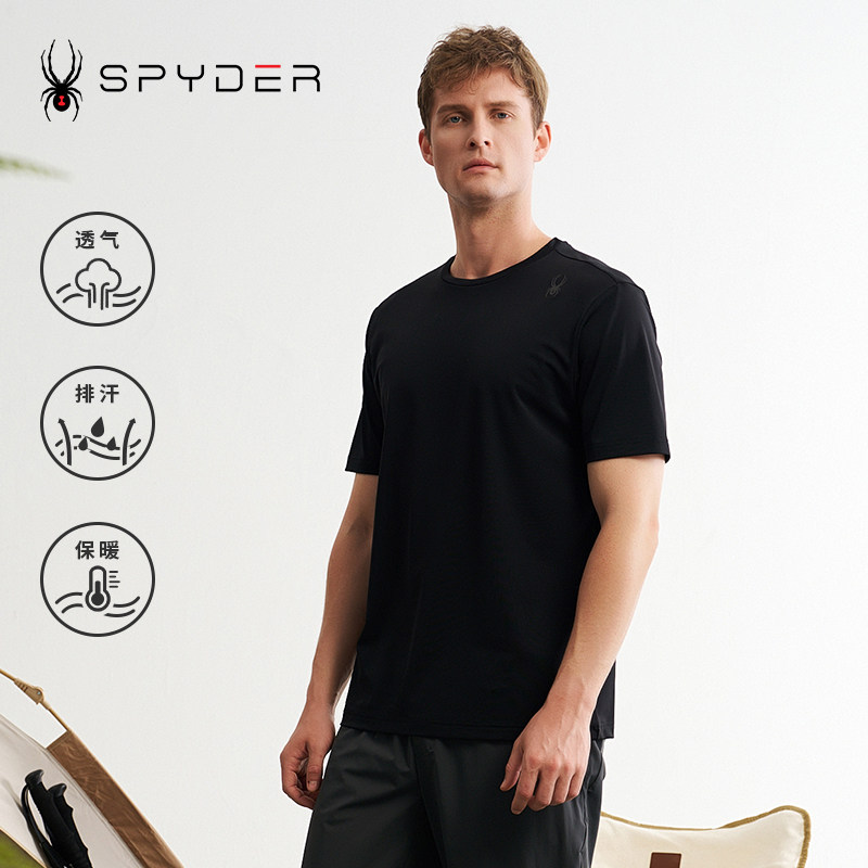 SPYDER蜘蛛春夏男TRAINING运动休闲修身纯色圆领短袖T恤24ES485M
