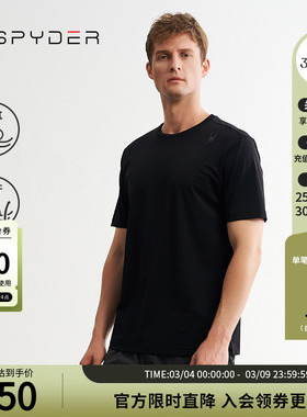 SPYDER蜘蛛春夏男TRAINING运动休闲修身纯色圆领短袖T恤24ES485M